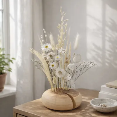 Kenzan vase with dried...